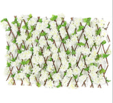 Gard paravan viu cu frunze si flori artificiale, AT PERFORMANCE, extensibil, 100x200 cm, roz