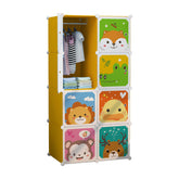 Dulap modular pentru copii, portocaliu, AT PERFORMANCE®, 8 rafturi, durabil, 76x37x147 cm, animalute