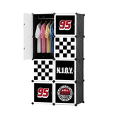 Dulap modular pentru copii, AT PERFORMANCE®, 8 rafturi, durabil, 76X37X147 cm, negru, diverese