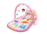 Saltea de joaca Muzicala, AT PERFORMANCE, Interactiva cu Pian 5 in 1,98 cm, print Happy Baby cu animalute, pentru Bebelusi, Roz