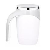 Cana Magnetica AT PERFORMANCE®, Inteligenta cu Amestecare Rotativa Automata, Electrica, Tip termos, Cu capac, Interior din otel inoxidabil, Capacitate 380 ml, Incarcare USB, Alba.