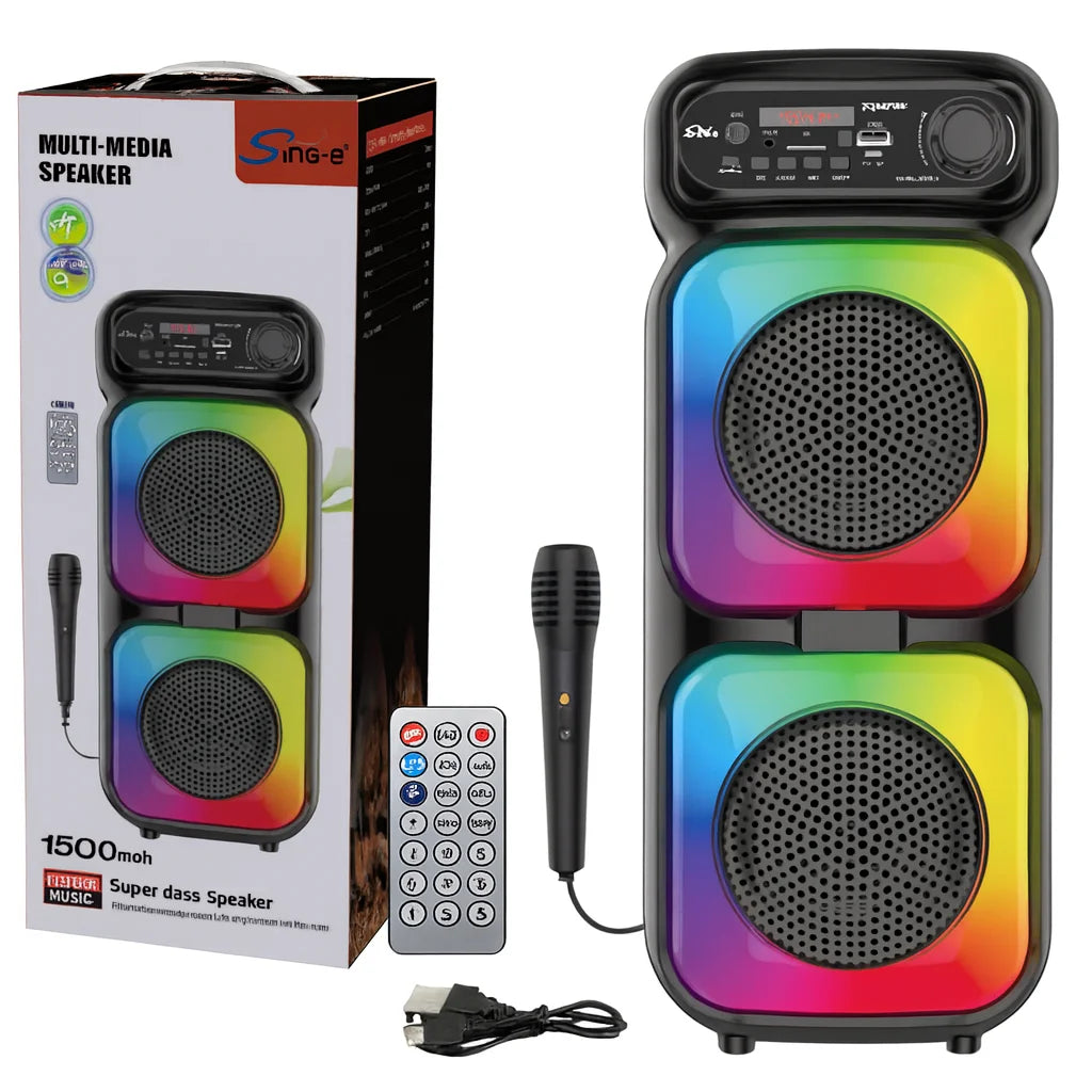 Boxă Portabilă AT Performance cu Lumini RGB, Bluetooth, Radio și Control Complet
