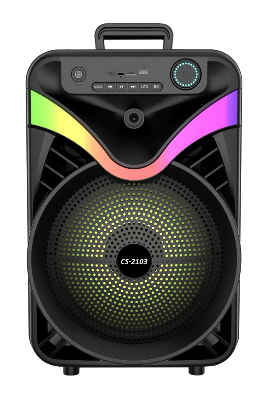 Boxa Portabila AT PERFORMANCE®, cu Lumini RGB, cu Maner, Putere 200W, MP3, USB, Bluetooth, TF, WIFI, Slot Microfon, Karaoke, Acumulator, Negru