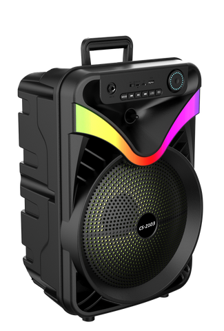 Boxa Portabila AT PERFORMANCE®, cu Lumini RGB, cu Maner, Putere 200W, MP3, USB, Bluetooth, TF, WIFI, Slot Microfon, Karaoke, Acumulator, Negru
