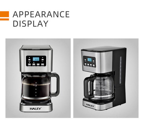 Aparat de Cafea HALEY 950W, 1.5L, LED Display, Anti-Drip, Brewing Inteligent, Inox, Control Temperatură Precis