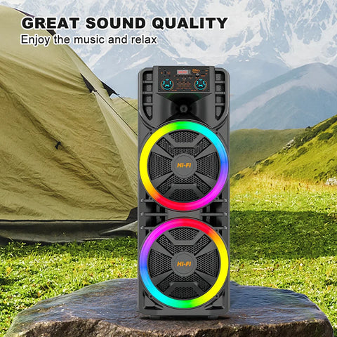 Boxă Portabilă AT Performance 12” x2, 6000mAh, Bluetooth, RGB , DSP, Microfon Wireless – Super Bass