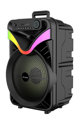 Boxa Portabila AT PERFORMANCE®, cu Lumini RGB, cu Maner, Putere 200W, MP3, USB, Bluetooth, TF, WIFI, Slot Microfon, Karaoke, Acumulator, Negru