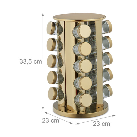 Set 20 de recipiente AT PERFORMANCE®, pentru condimente cu suport rotativ, inox, 33,5 x 23 x 23 cm.