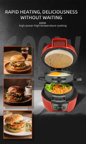 Aparat de Burgeri Haley, 600W – Mic Dejun Rapid, Plăci Antiaderente, Încălzire Uniformă, Deschidere 180°