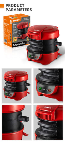 Aparat de Burgeri Haley, 600W – Mic Dejun Rapid, Plăci Antiaderente, Încălzire Uniformă, Deschidere 180°
