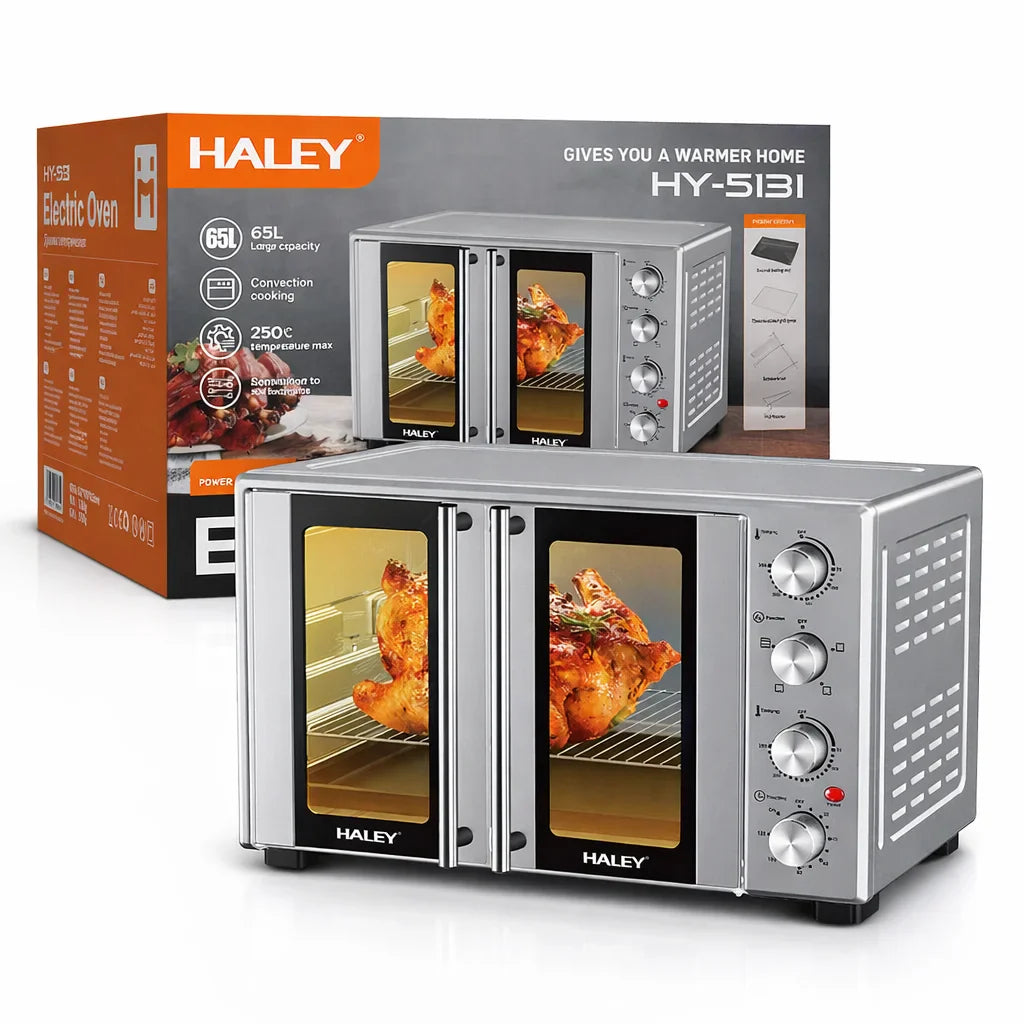 Cuptor Electric HALEY HY-513I, 65L, 3000W, Convecție, Rotisor, Timer 120 min