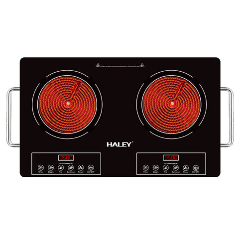 Plită cu Inducție HALEY, 2 Ochiuri – 3500W, Geam Cristal Negru, Timer, Control Tactil, Oprire Automată