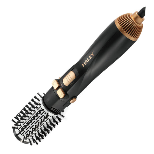 Perie Rotativă cu Uscător HALEY 6 în 1, 1200W, Capete Interșchimbabile, 3 Trepte, Încălzire Rapidă, Protecție Păr, Design Negru