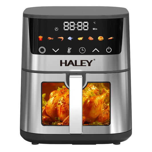 Friteuză cu Aer Cald HALEY 7L, 2000W cu Gătire 360°, Ecran Tactil, Geam de Vizualizare 180°, 8 Programe – Gătit Sănătos și Crocant fără Ulei
