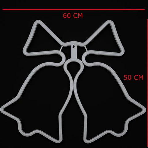 Clopotei decorativi luminosi, pentru Craciun, AT PERFORMANCE®, rezistenti la apa, suspendabili usa si geam, IP65, 50 x 60 cm, alb cald