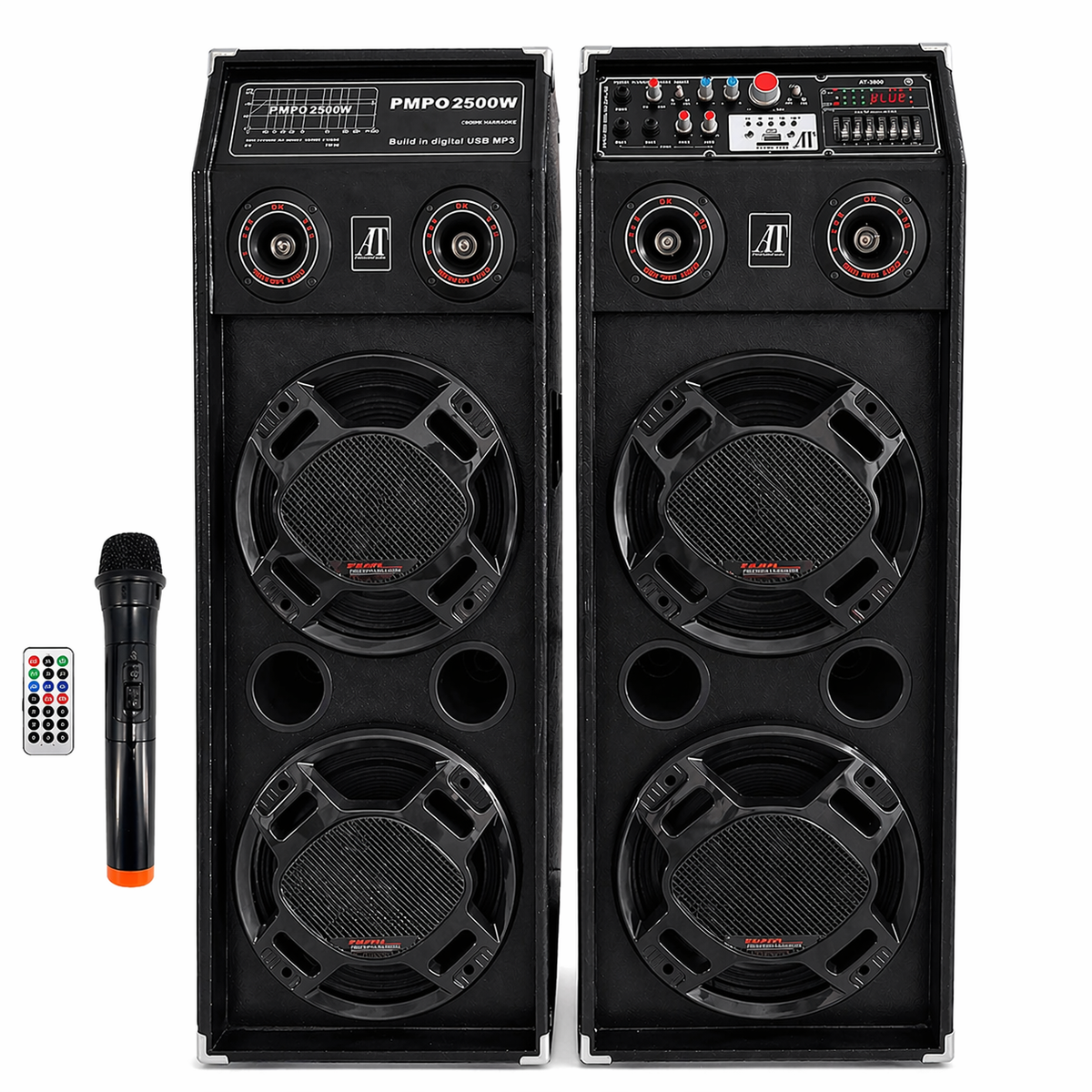 Boxe Profesionale AT Performance AT-2304, 2500W, Difuzor 10 Inch, Bluetooth, USB, Microfon, Karaoke