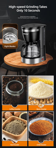 Aparat de Cafea HALEY HY-2808 – 800W, 1.25L, 12 Căni, Măcinare Rapidă, Sistem de Siguranță, Operare Ușoară