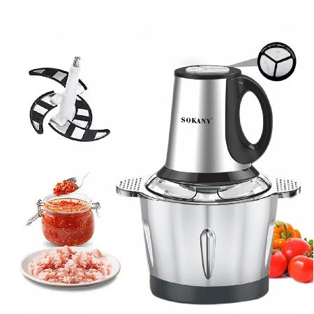 Tocator electric , 4 lame din otel inoxidabil de inalta calitate, 500 W, 3L, recipient din Inox, Negru