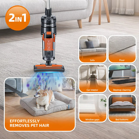 Aspirator Vertical HALEY HY-1928, 1500W, Tehnologie Ciclonică, Filtru HEPA, Recipient 2L