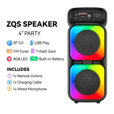 Boxă Portabilă AT Performance cu Lumini RGB, Bluetooth, Radio și Control Complet