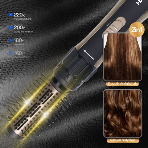 Perie Rotativă cu Uscător HALEY – Feon 2 în 1, 1000W, 2 Trepte Viteză, Coafare Rapidă și Volum, Design Elegant Negru