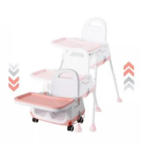 Scaun de masa pentru bebelusi si copii, At Performance, multifunctional, 3in1, tavita detasabila, Roz
