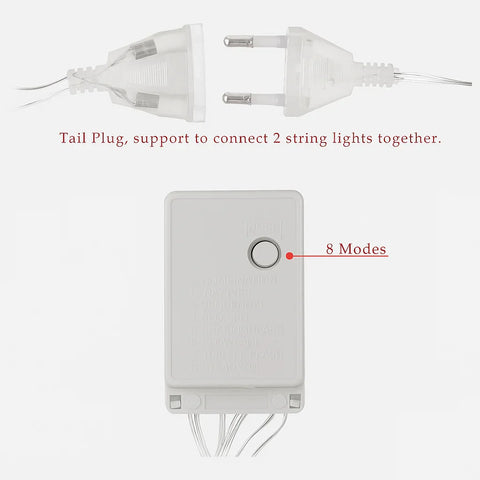 Ghirlandă luminoasă Crăciun 12 metri AT PERFORMANCE® – 300 LED-uri alb rece, decor interior/exterior