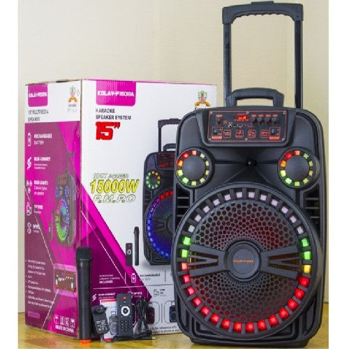 Boxă Portabilă 12" Bluetooth cu Woofer și Lumină, USB/TF/FM/TWS/AUX, Intrare Microfon, Display LED, Baterie 3,7V 2400mA, 3 Butoane, Telecomandă USB și Microfon cu Fir