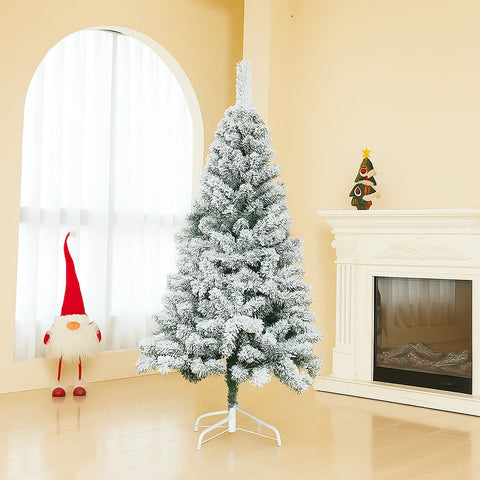 Set Decor Crăciun Premium – Brad Artificial 2.1m cu Zăpadă + Instalație Liniară 50m, 240 LED Multicolor, 8 Jocuri de Lumini