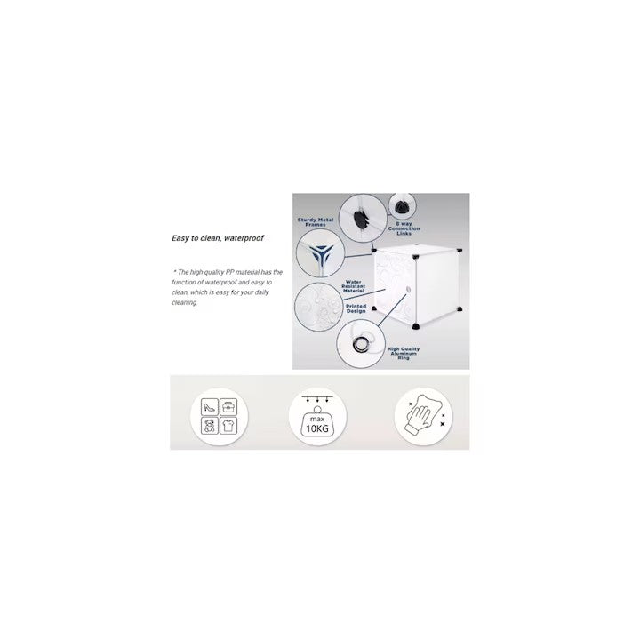 Dulap modular pentru copii, AT PERFORMANCE®, 8 rafturi, durabil, 44X32X126 cm, alb