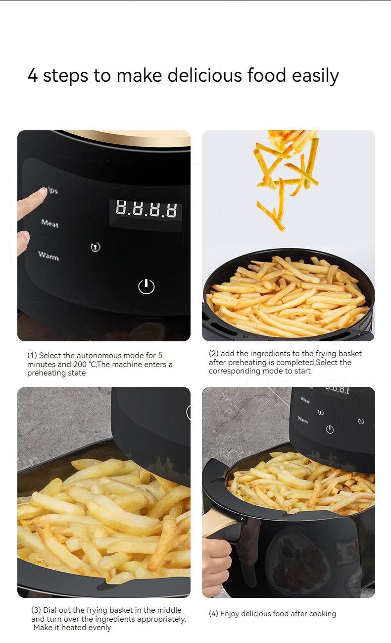 Friteuză cu Aer Cald Fry Digital AT PERFORMANCE® 8L, 2400W, 8 Programe, Temperatură Reglabilă, Timer 60 Min – CADOU 100 Buc Hârtii de Copt