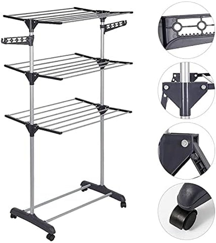 Uscator Vertical pentru Rufe Haine Mobil GRI