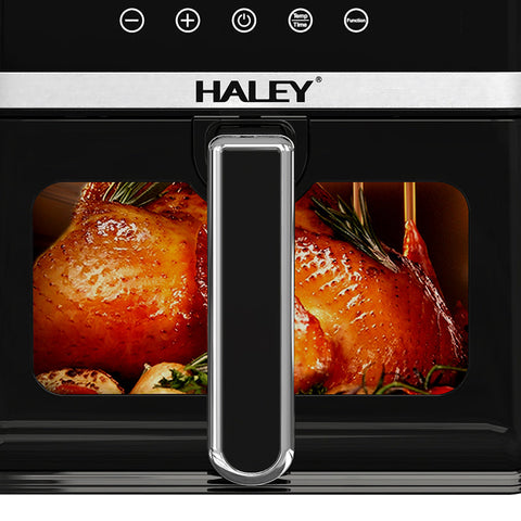 Friteuză cu Aer Cald HALEY 7L, 2000W – Gătire 360°, Touchscreen Holografic, Geam Vizualizare 180°, 8 Programe, Fără Ulei | Gătit Sănătos și Crocant