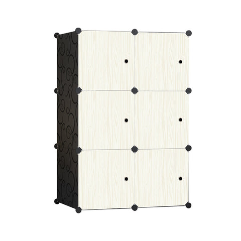 Dulap modular pentru copii, crem, AT PERFORMANCE®, 6 rafturi, durabil, 74X37X110 cm