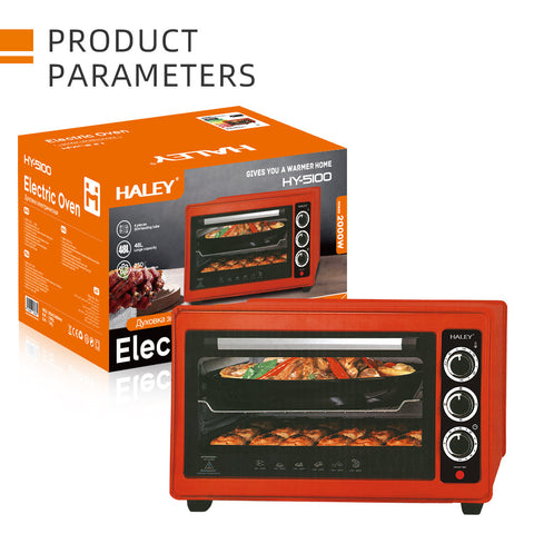 Cuptor cu Microunde HALEY 2000W, 48L – Roșu, Încălzire 360°, Design Separabil, Timer, Tuburi 304, Operare Simplă