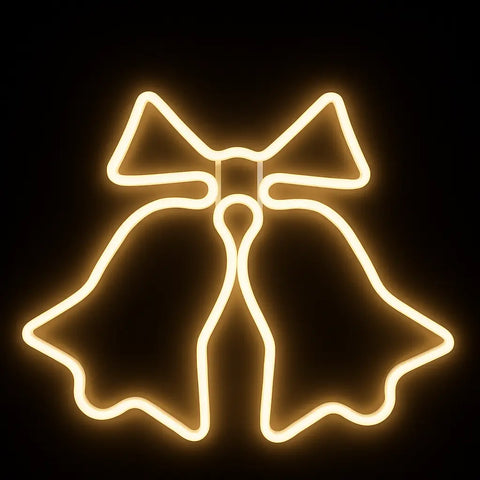 Clopotei decorativi luminosi, pentru Craciun, AT PERFORMANCE®, rezistenti la apa, suspendabili usa si geam, IP65, 50 x 60 cm, alb cald