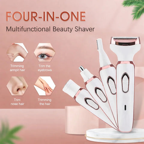 Kit Profesional de Îngrijire 4-în-1 – Lady Shaver Elegant & Trimmer Multifuncțional