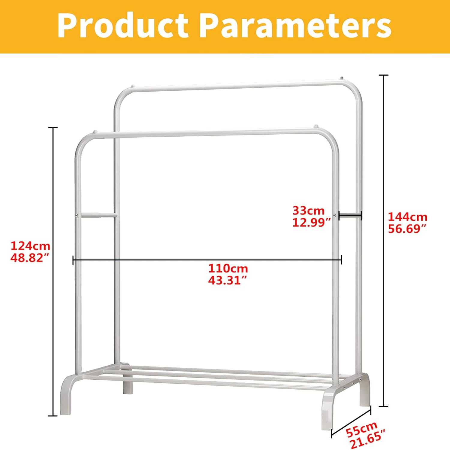 Suport pentru umerase si pantofi, AT PERFORMANCE®, 150 x 110 x 57 cm, Alb