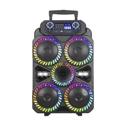 Boxă Portabilă Kolav 8" cu Bluetooth, TWS, USB, TF, FM, Woofer cu Lumină, Trolley, Microfon Wireless și Baterie 4000mAh – Ideală pentru Karaoke și Petreceri