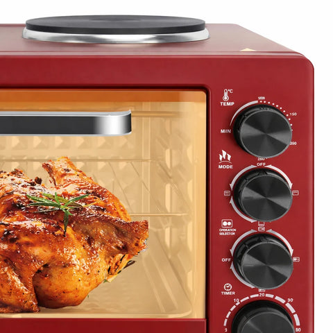 Cuptor Electric HALey HY-5127, 48L, 2000W, cu Plită Dublă, Ușă din Sticlă