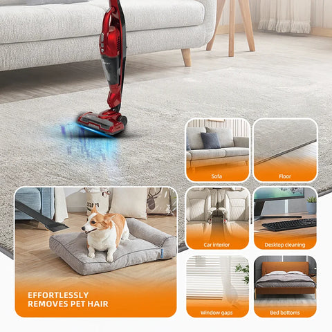 Aspirator Vertical Wireless HALEY HY-1922, 22.2V, 300W, Perie Motorizată cu LED, 2 Trepte Putere