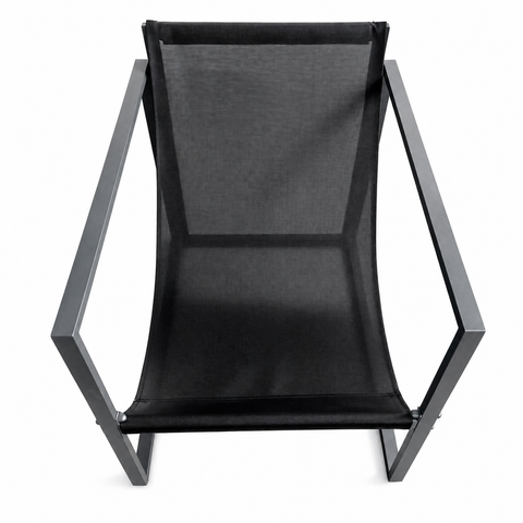 Set Mobilier Grădină AT PERFORMANCE® 4 Piese, Canapea 2 Locuri + 2 Fotolii + Măsuță cu Sticlă Securizată Neagră, Cadru Metalic