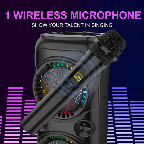 Boxă Portabilă AT Performance ZQS8229W cu Difuzoare 8" ×2, 40W și Baterie 4500 mAh – LED RGB, Microfon Inclus