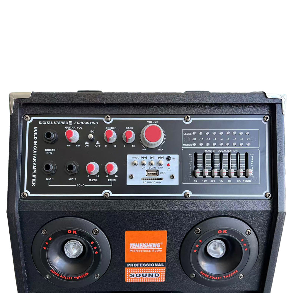 Set 2 Boxe, At Performance, Profesionale Active Smart Bass 284, 600W, Functie Bluetooth, SD Card, USB, Jocuri de lumini, Amplificator si Egalizator, Microfon Wireless + Telecomanda