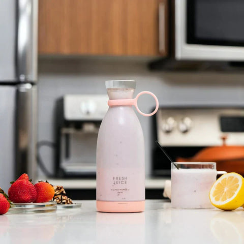 Mini Blender Electric, MixUP AT PERFORMANCE®, Incarcare Wireless, Portabil/Compact, Multifunctional, Auto-curatare, Autonomie Mare, Capacitate 350ml, 4 Lame 3D, Putere 20.000 rpm, Love Pink