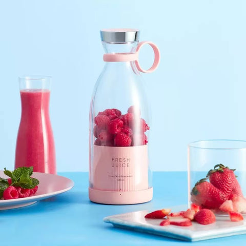 Mini Blender Electric, MixUP AT PERFORMANCE®, Incarcare Wireless, Portabil/Compact, Multifunctional, Auto-curatare, Autonomie Mare, Capacitate 350ml, 4 Lame 3D, Putere 20.000 rpm, Love Pink