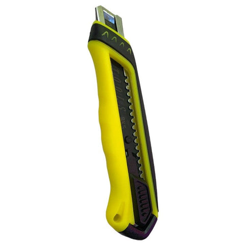 Cutter standard AT PERFORMANCE®, cu Lama neagra de 18 mm, Cauciucat, Galben/Negru.