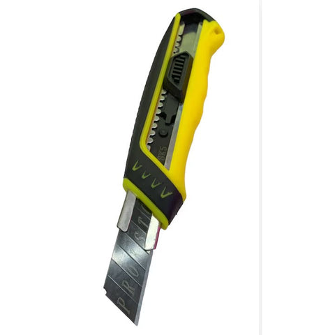 Cutter standard AT PERFORMANCE®, cu Lama neagra de 18 mm, Cauciucat, Galben/Negru.