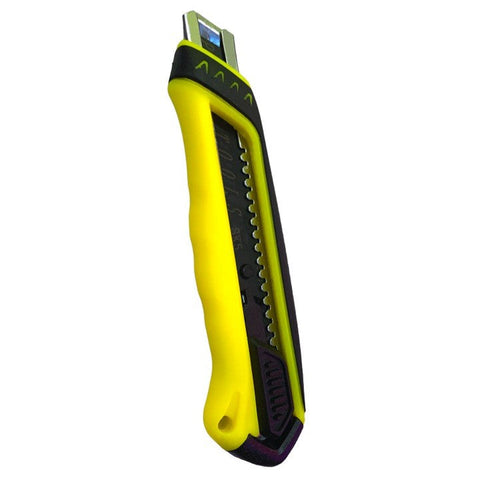 Cutter standard AT PERFORMANCE®, cu Lama neagra de 18 mm, Cauciucat, Galben/Negru.