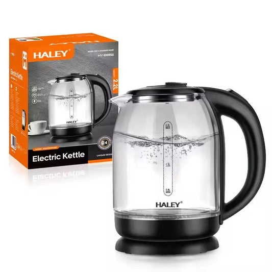 Fierbător Electric HALEY HY-8862: Portabil din Sticlă de 2,2L, încălzire Rapidă cu Oprire Automată